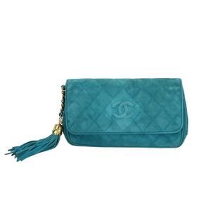 Chanel Suede Matelasse Fringe Pouch Black